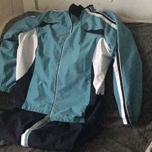 Women's Blue and White Windbreaker Set